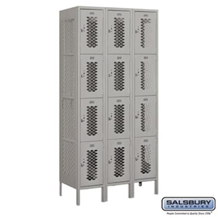 Salsbury Salsbury 74368GY-U 3 x 6 x 18 in. Four Tier Vented Metal Locker; Gray - Unassembled 74368GY-U